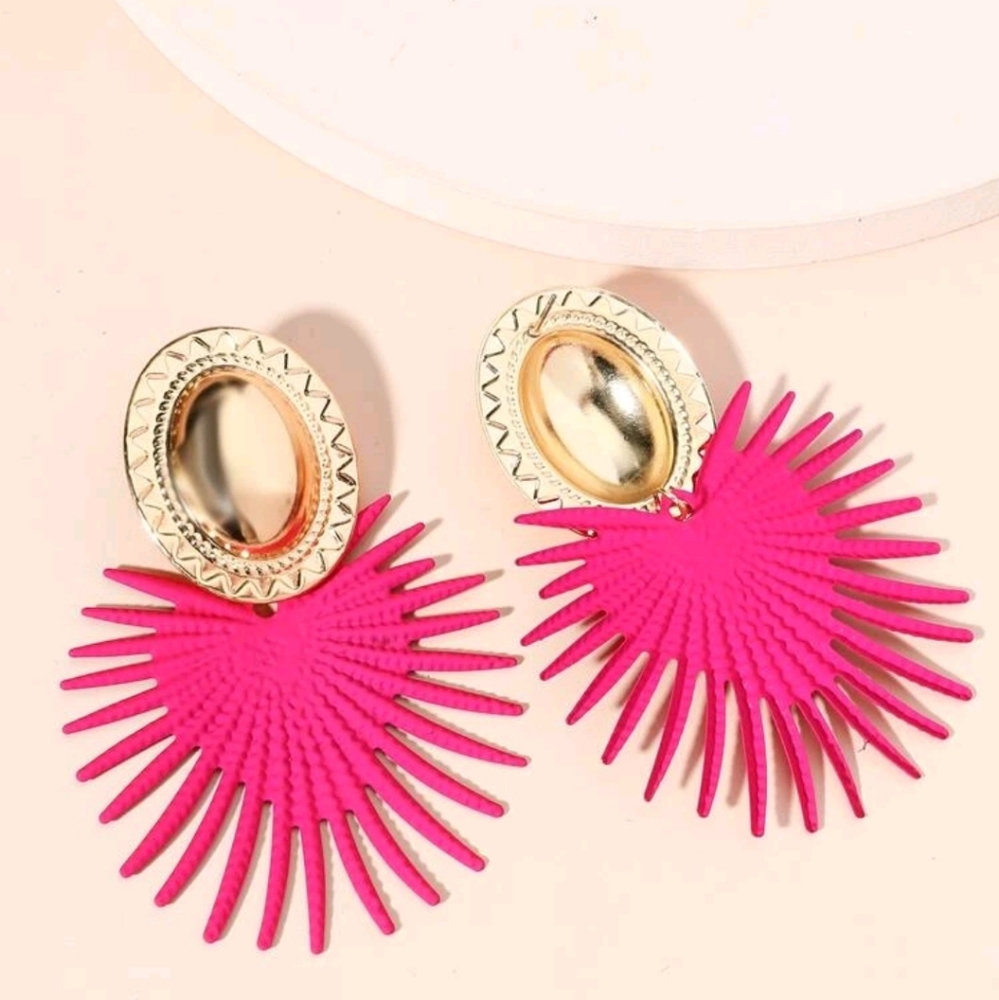 Pink Geometric Earrings